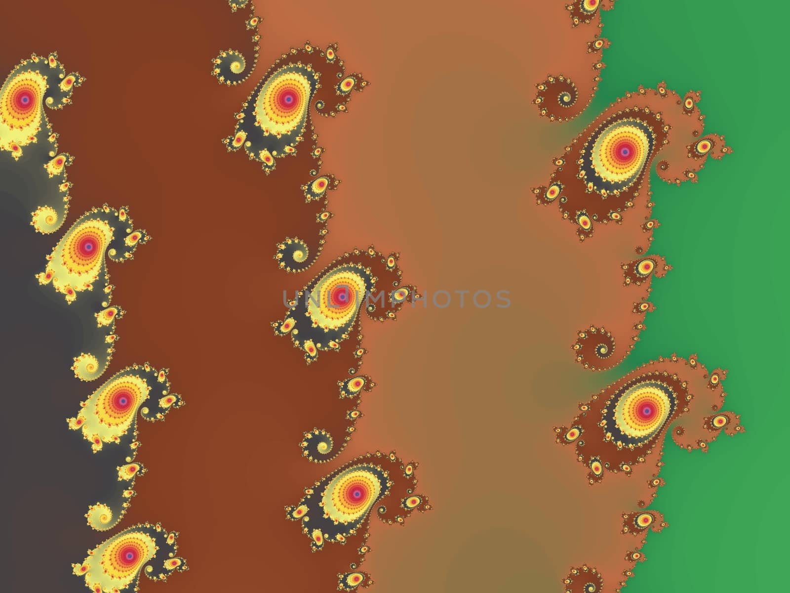 Digital computer graphic - rendering. Patterned fractal background in a bright colors for design.