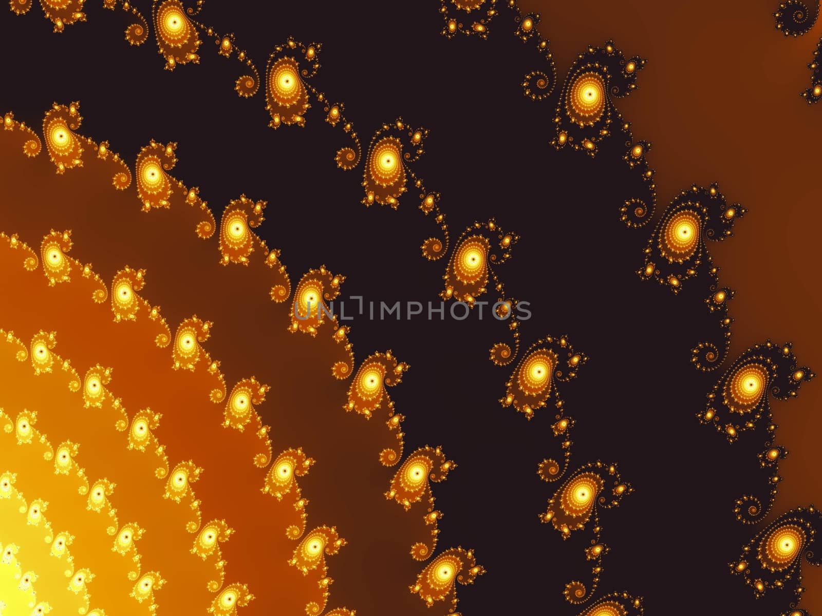 Digital computer graphic - rendering. Patterned fractal background with spirals in a brown colors for design.