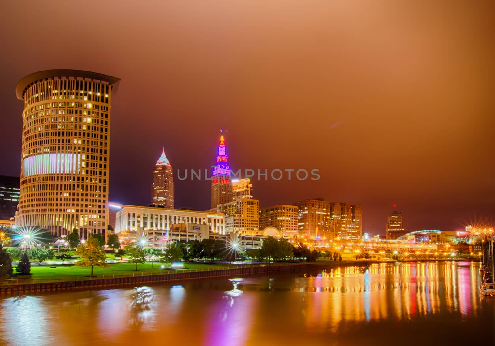 Cleveland. Image of Cleveland downtown at night by digidreamgrafix