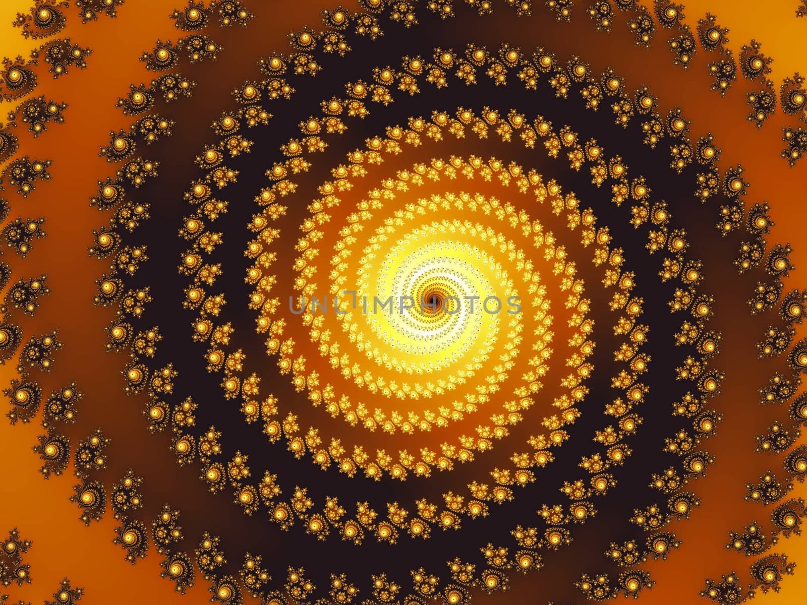 Digital computer graphic - rendering. Patterned fractal spiral in a brown colors for design.