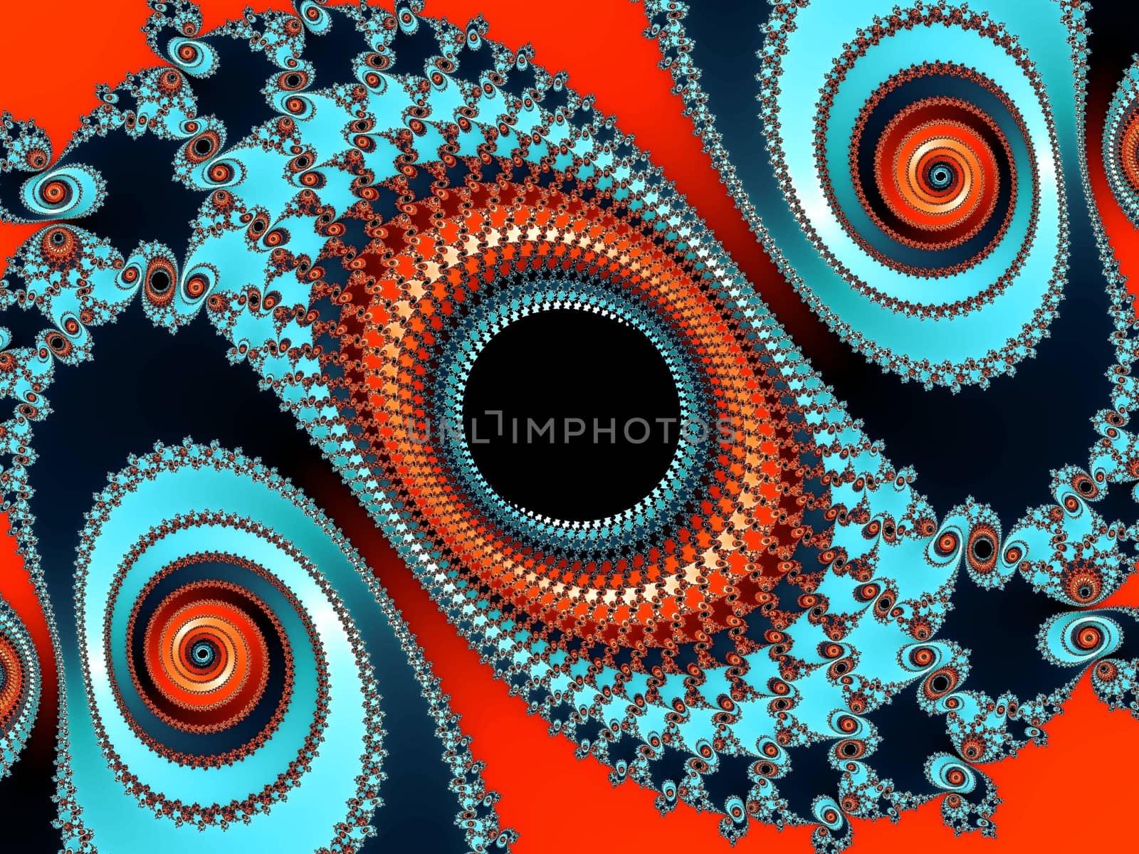 Digital computer graphic - rendering. Graceful fractal spiral in a bright colors for design.