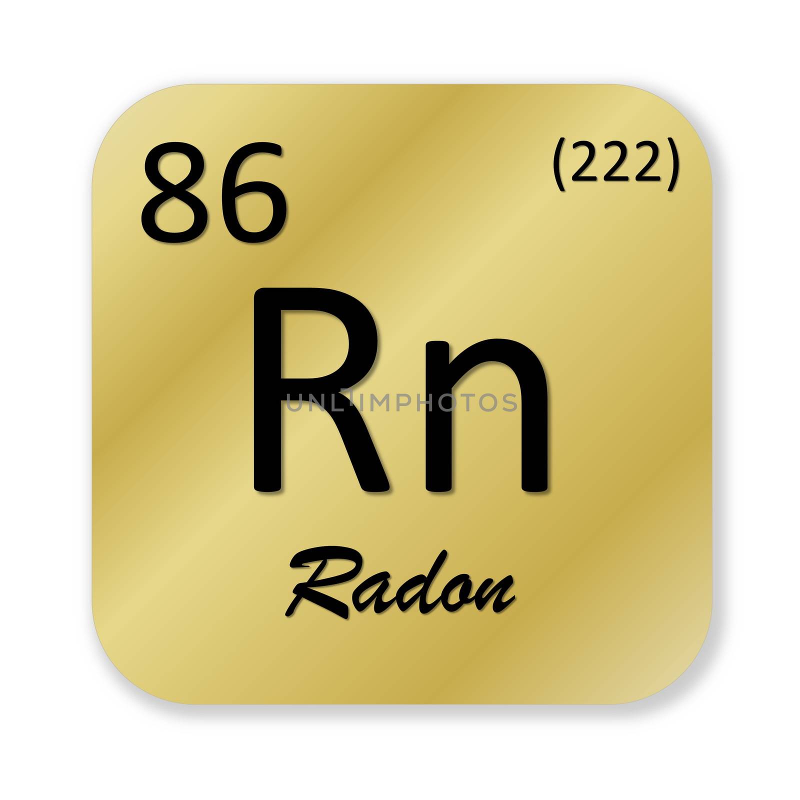 Black radon element into golden square shape isolated in white background