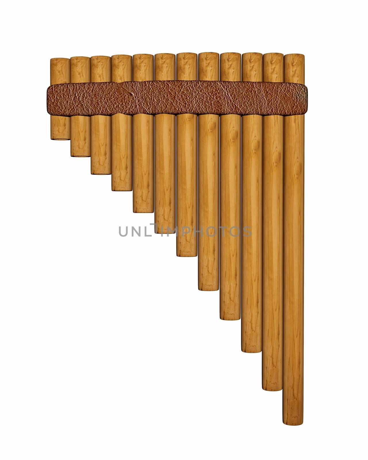Pan flute or pipe isolated in white background