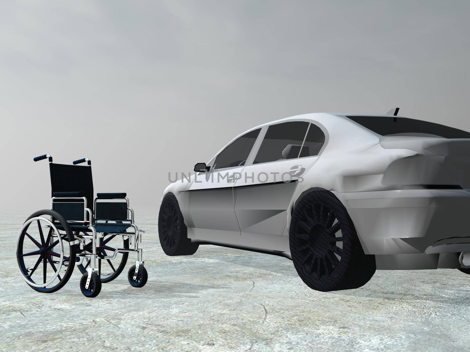 Adapted car for handicapped person - 3D render by Elenaphotos21