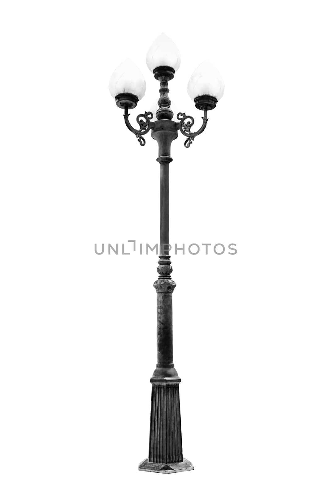 Light pole isolated on white background with path 