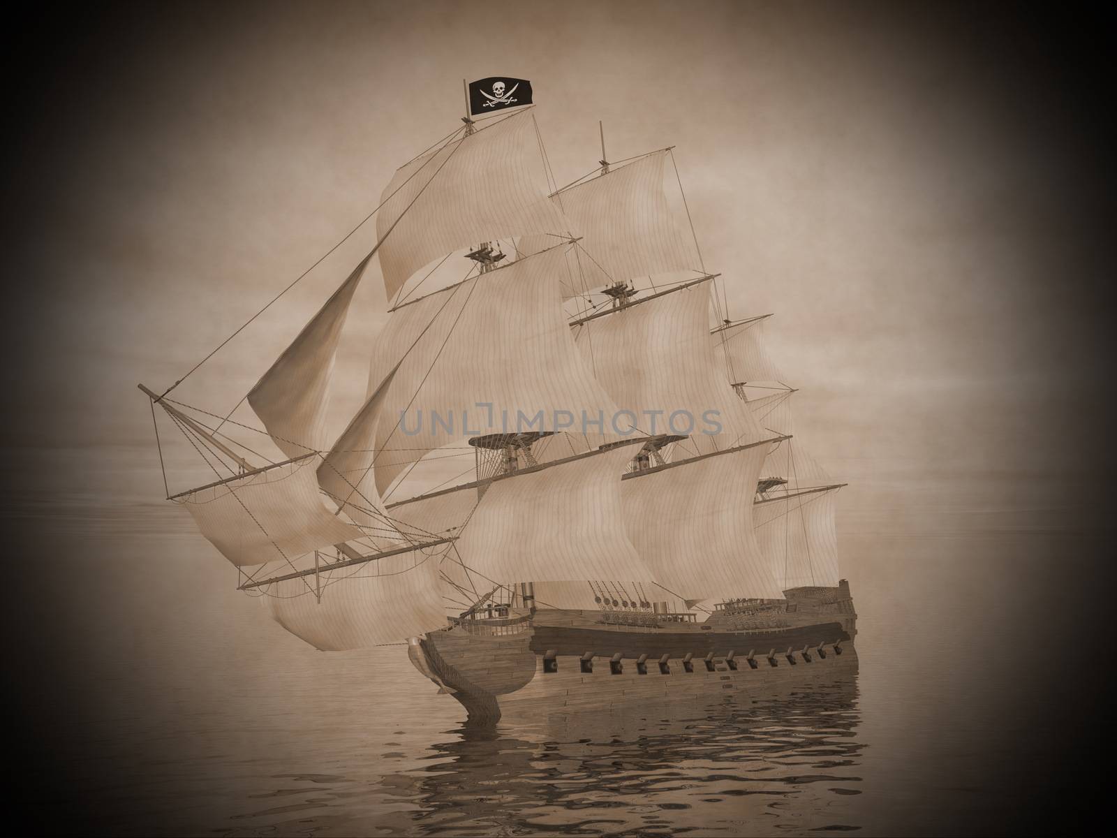 Pirate ship - 3D render by Elenaphotos21