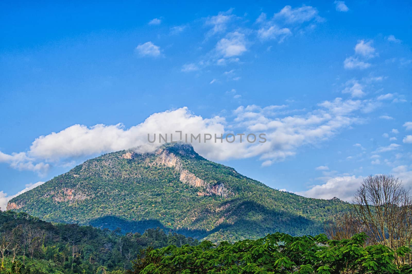 Beautiful mountain  covered with clouds