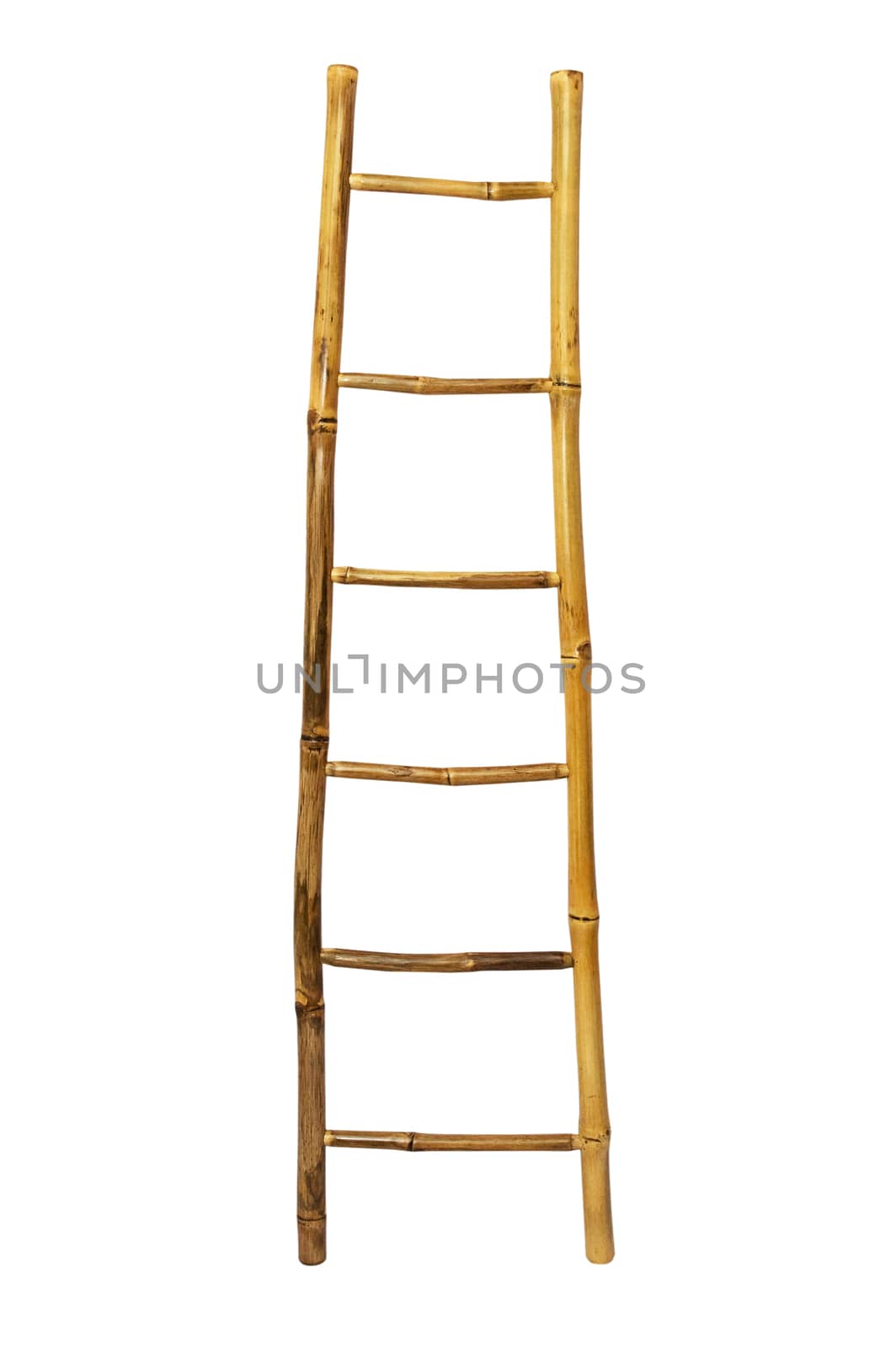 Bamboo stairs isolated on white background 