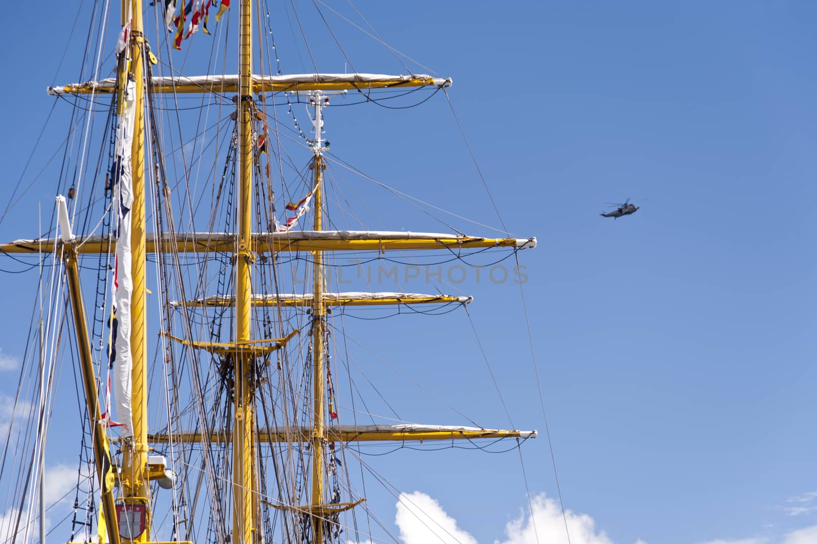 Masts of a Tall Ship in Port of Kiel