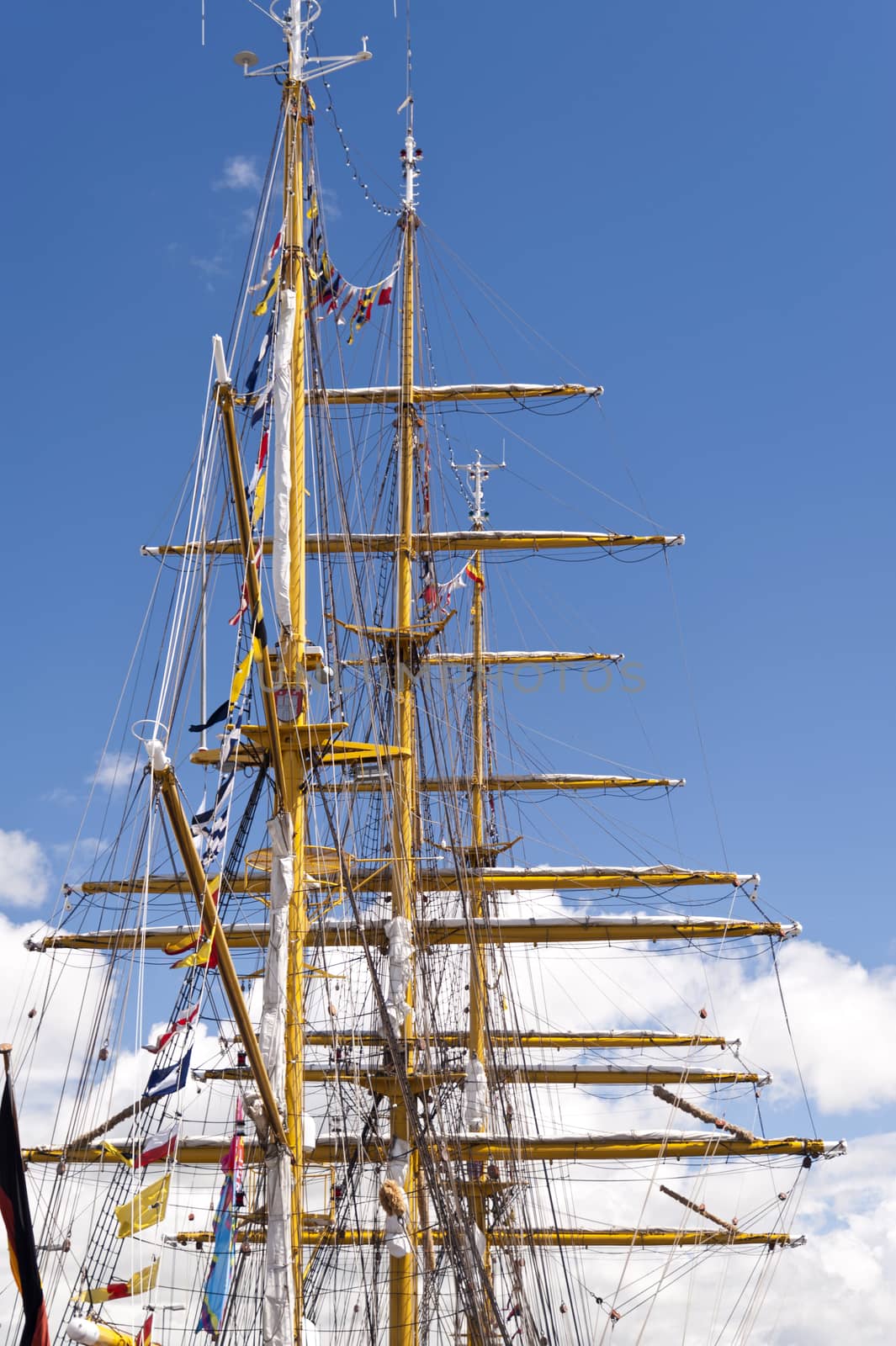 Masts of a Tall Ship in Port of Kiel