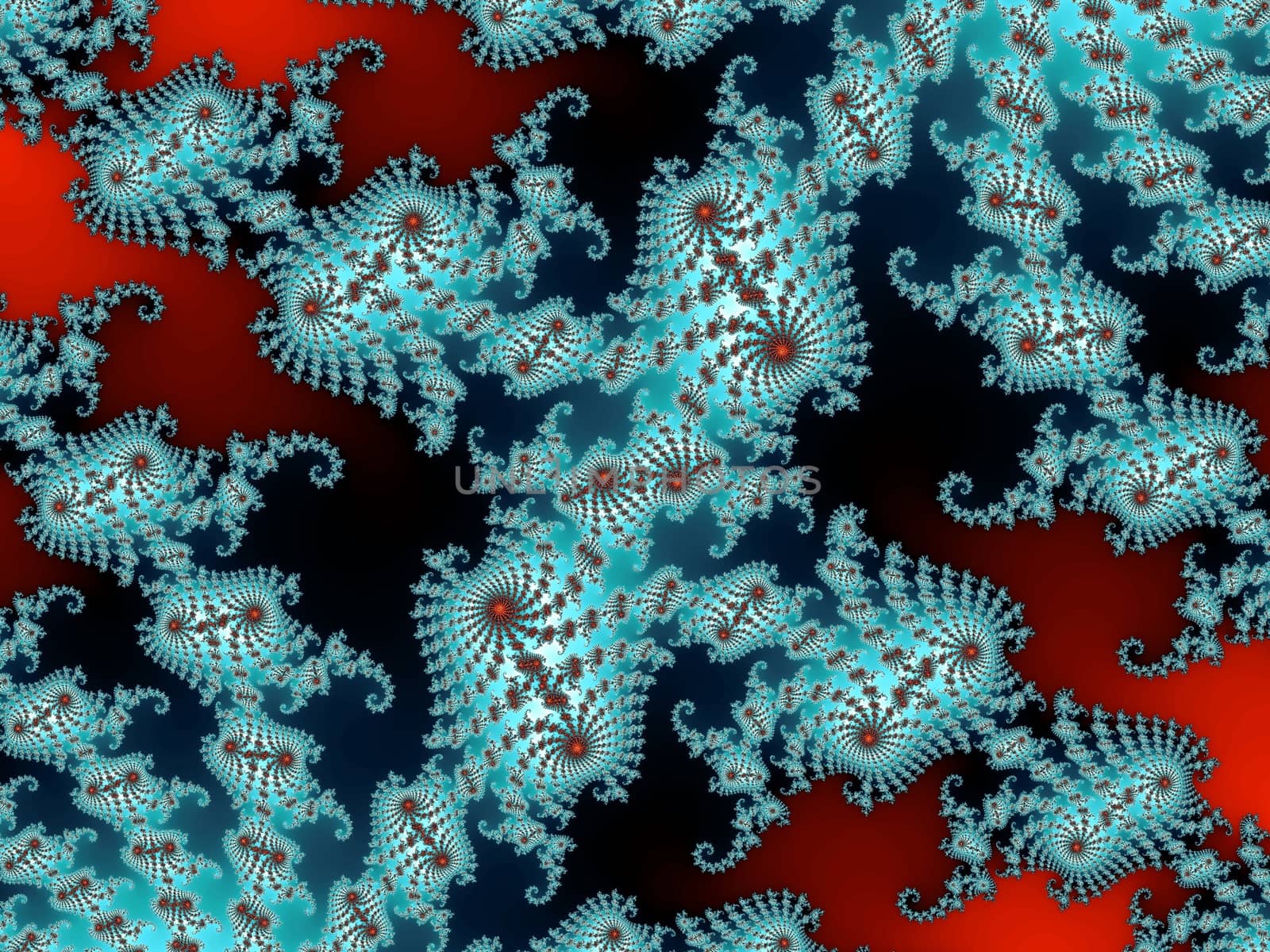 Digital computer graphic - rendering. Decorative fractal background in a blue - red colors for design.