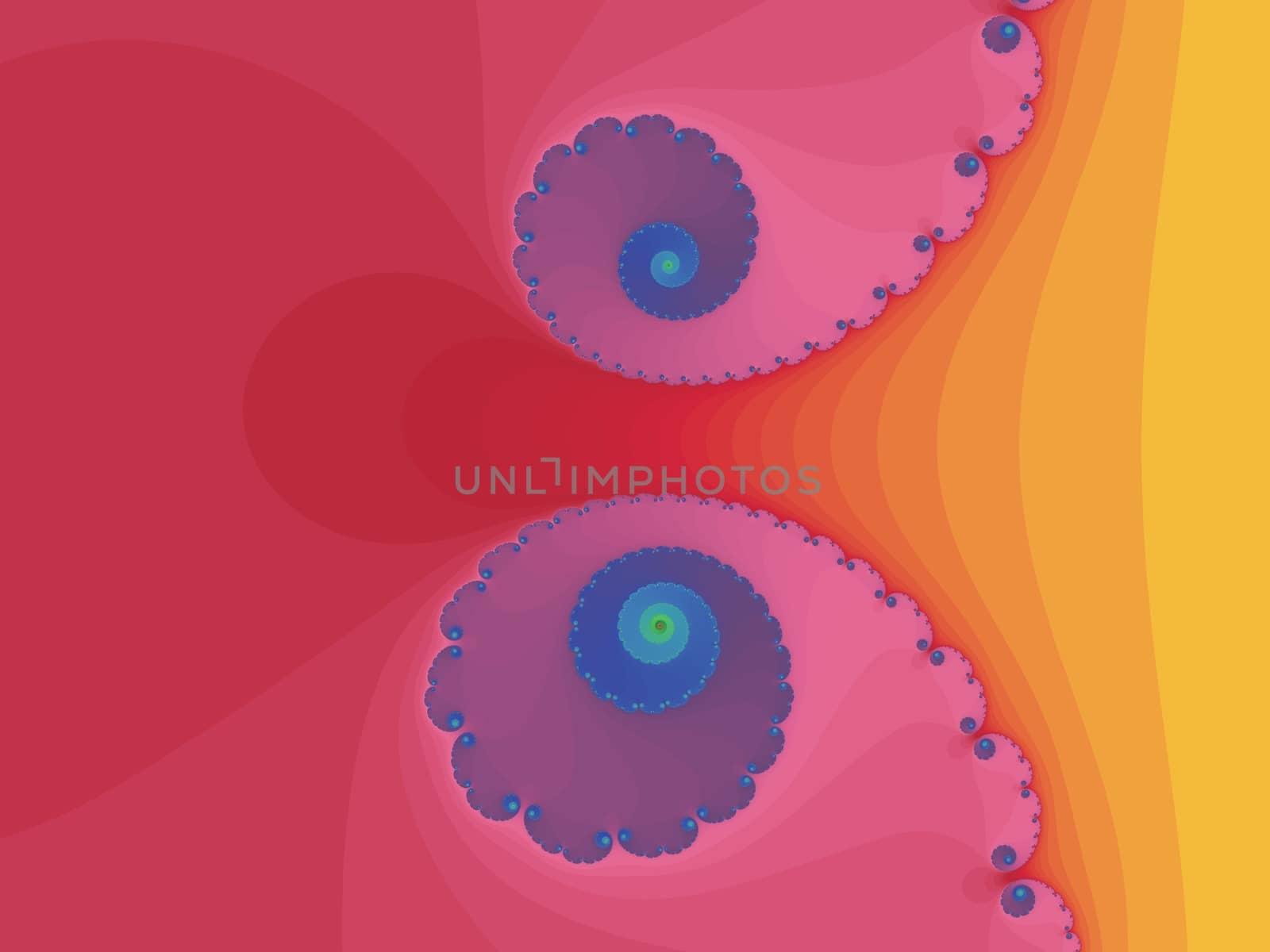 Digital computer graphic - rendering. Colorful fractal spirals for design.