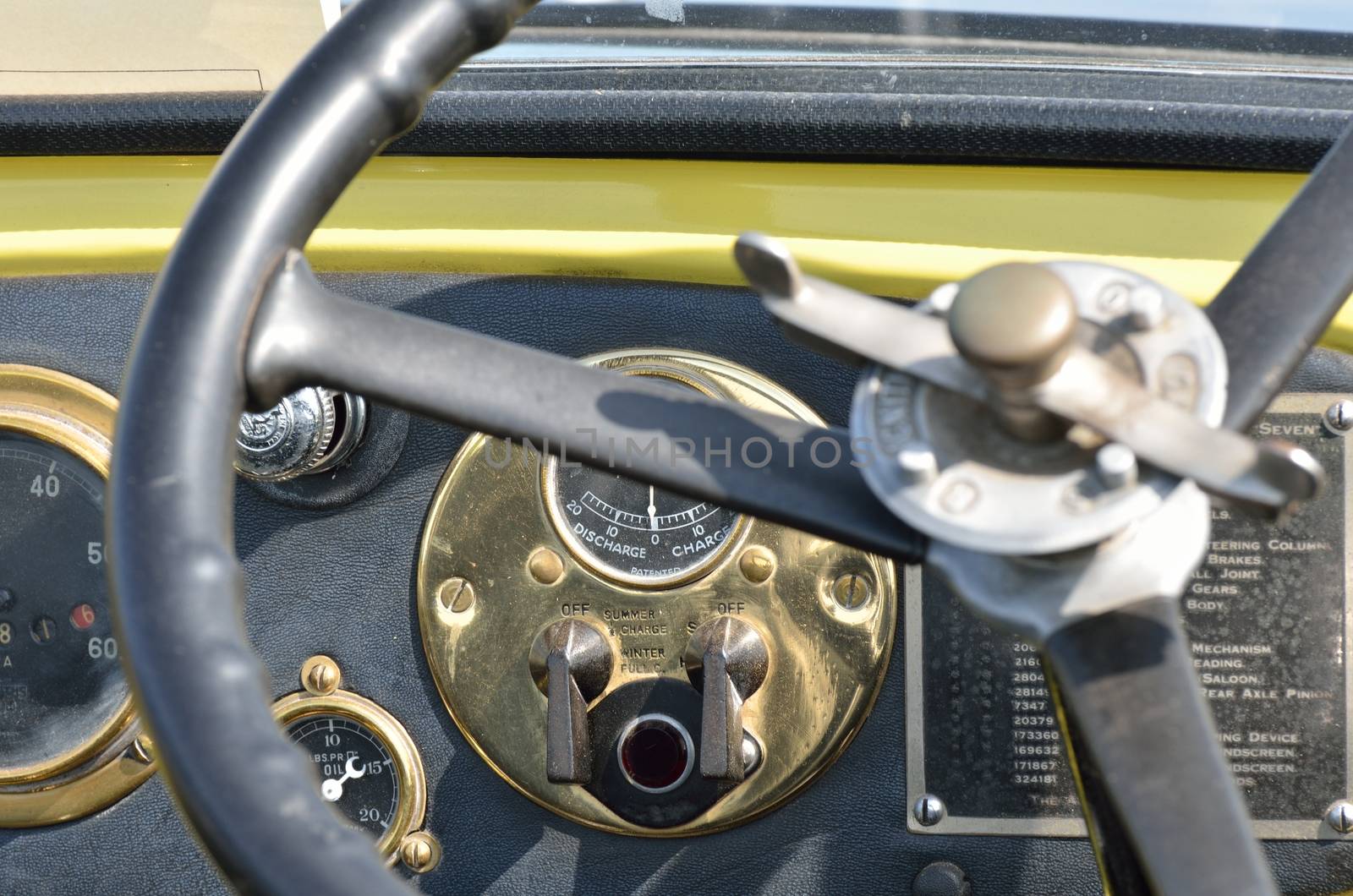 Close up of vintage steering wheel by pauws99