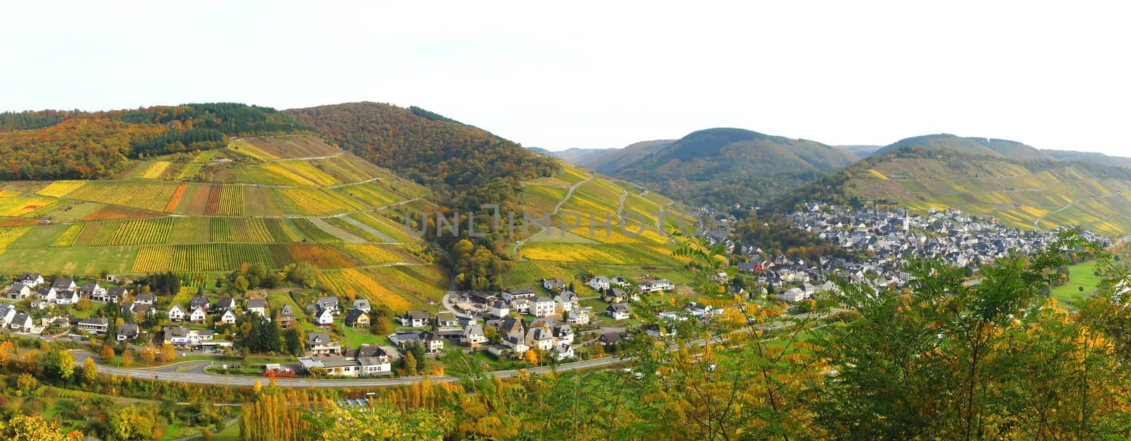 Enkirch an der Mosel Panorama im Herbst
