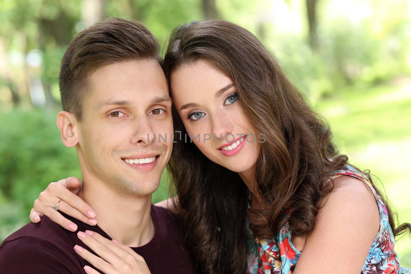 Cute, young couple in the park