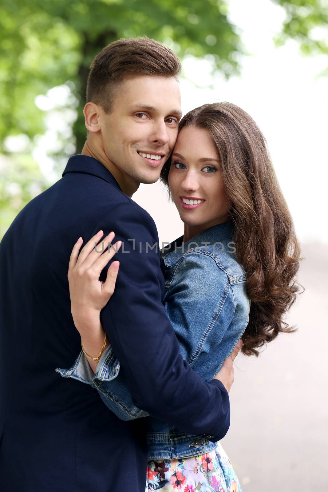 Cute, young couple in the park