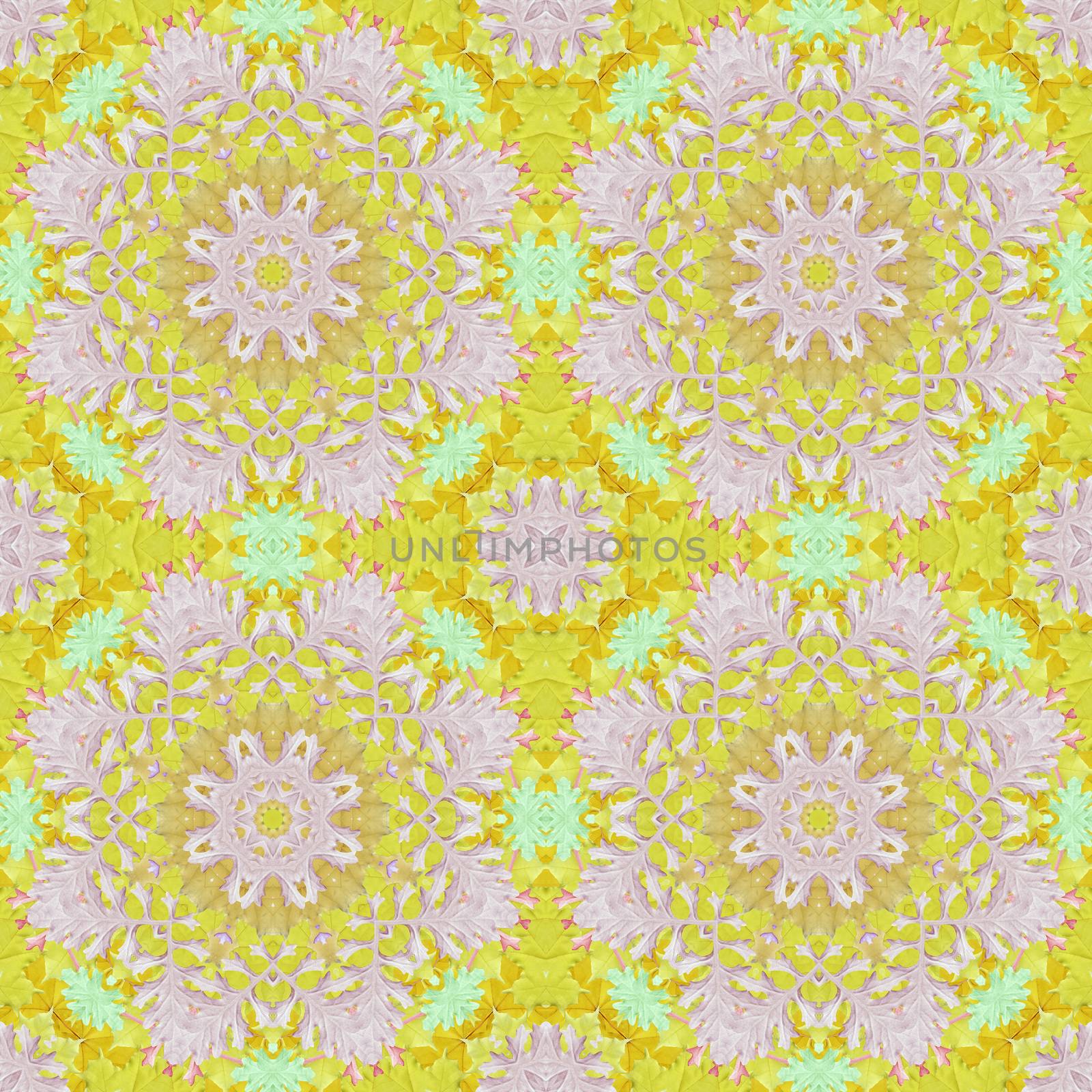 Artistic background, abstract seamless floral pattern with colorful leaves of plants