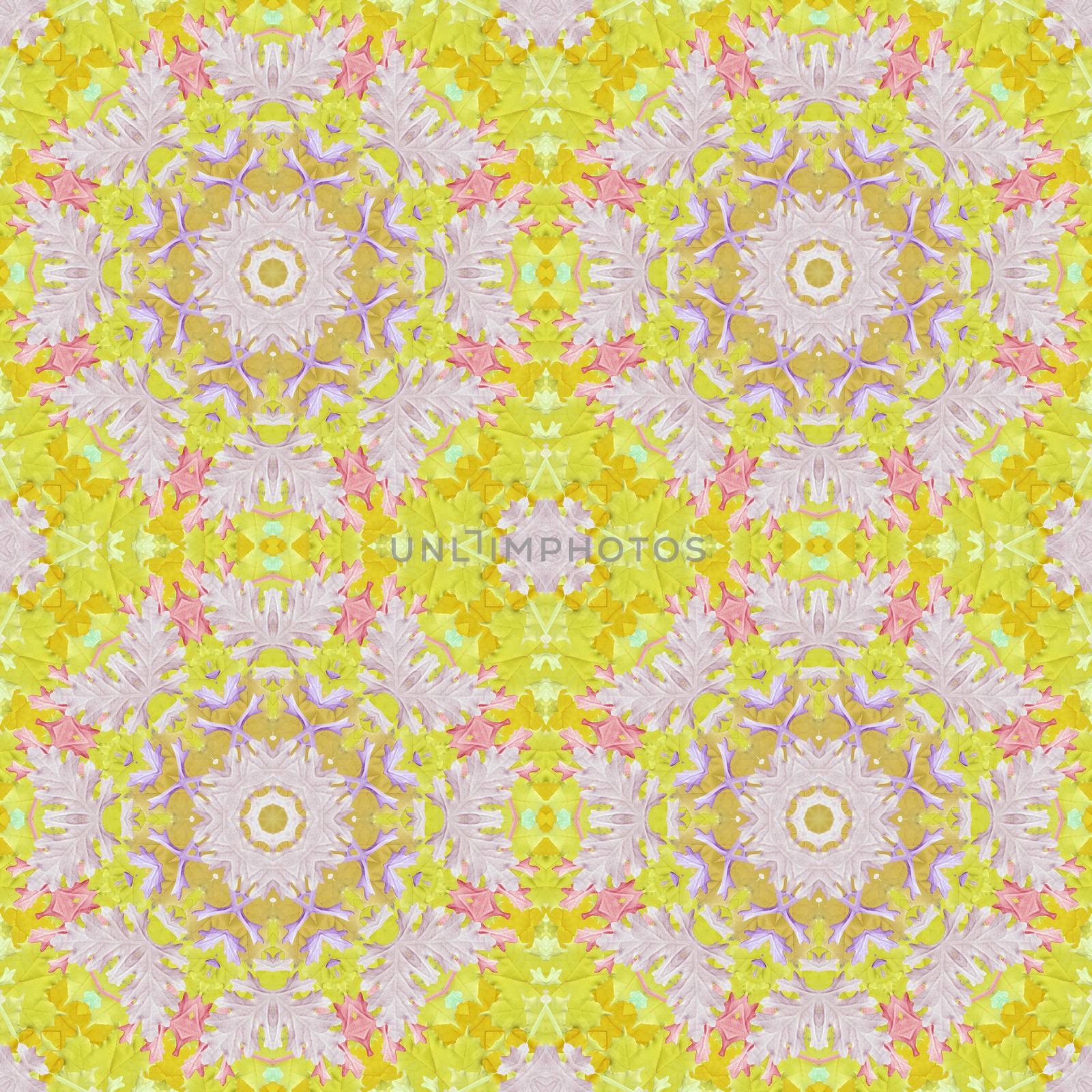 Artistic background, abstract seamless floral pattern with colorful leaves of plants