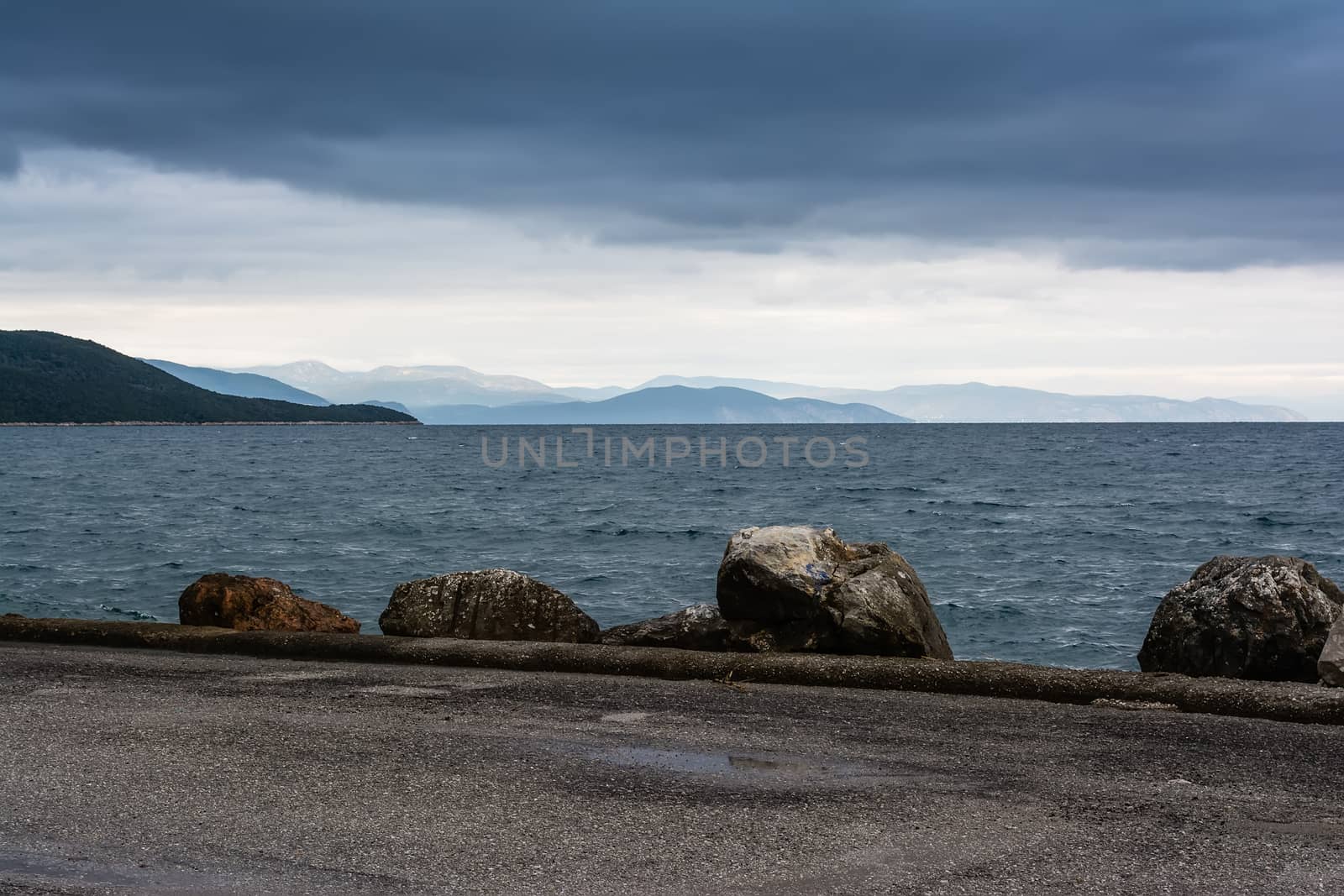 Black sea at stormy seaside