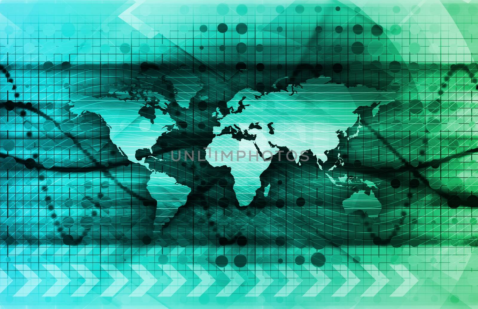 Futuristic Digital Network with Data Communication Art