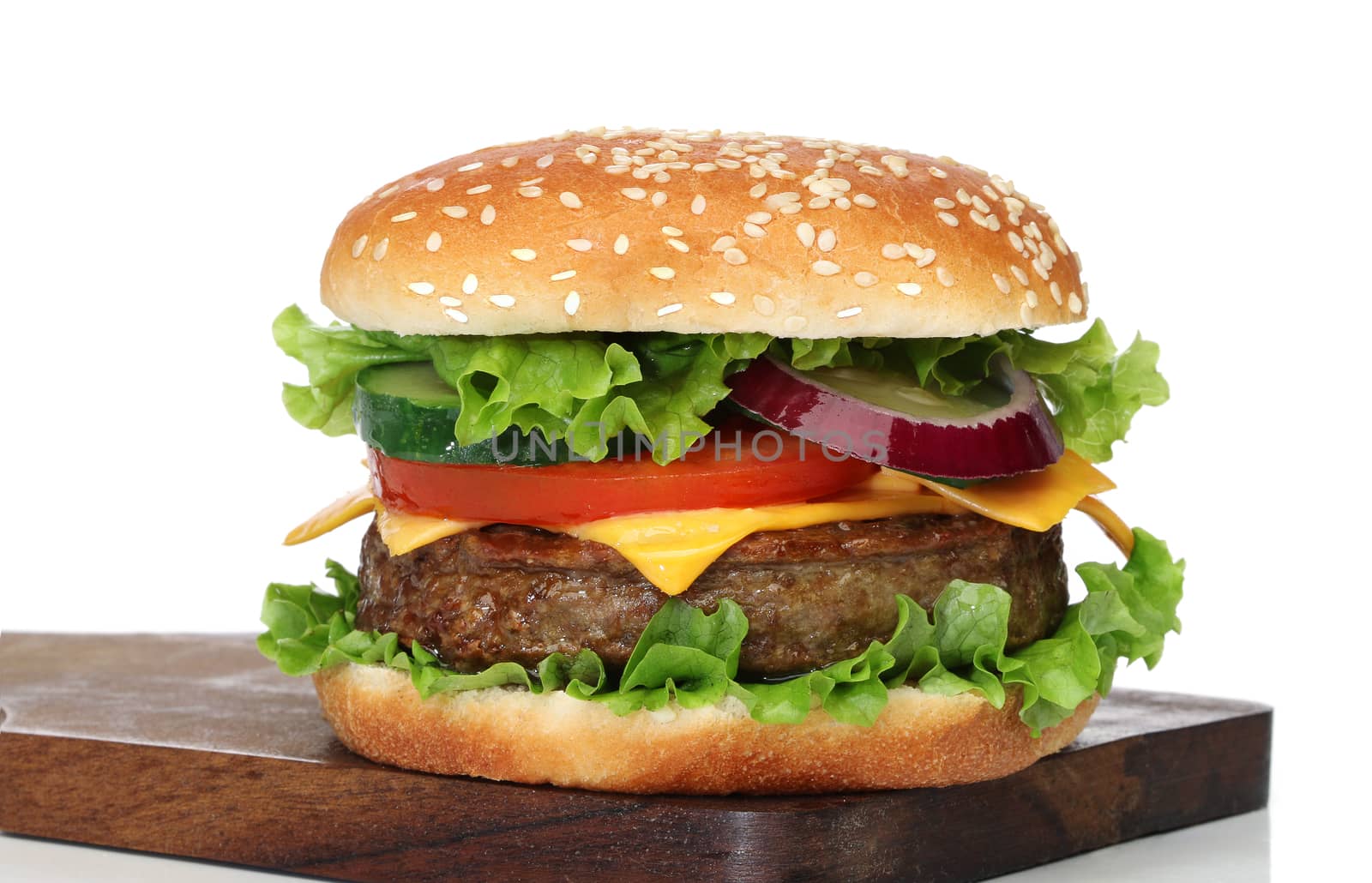 Tasty hamburger isolated on white by Erdosain