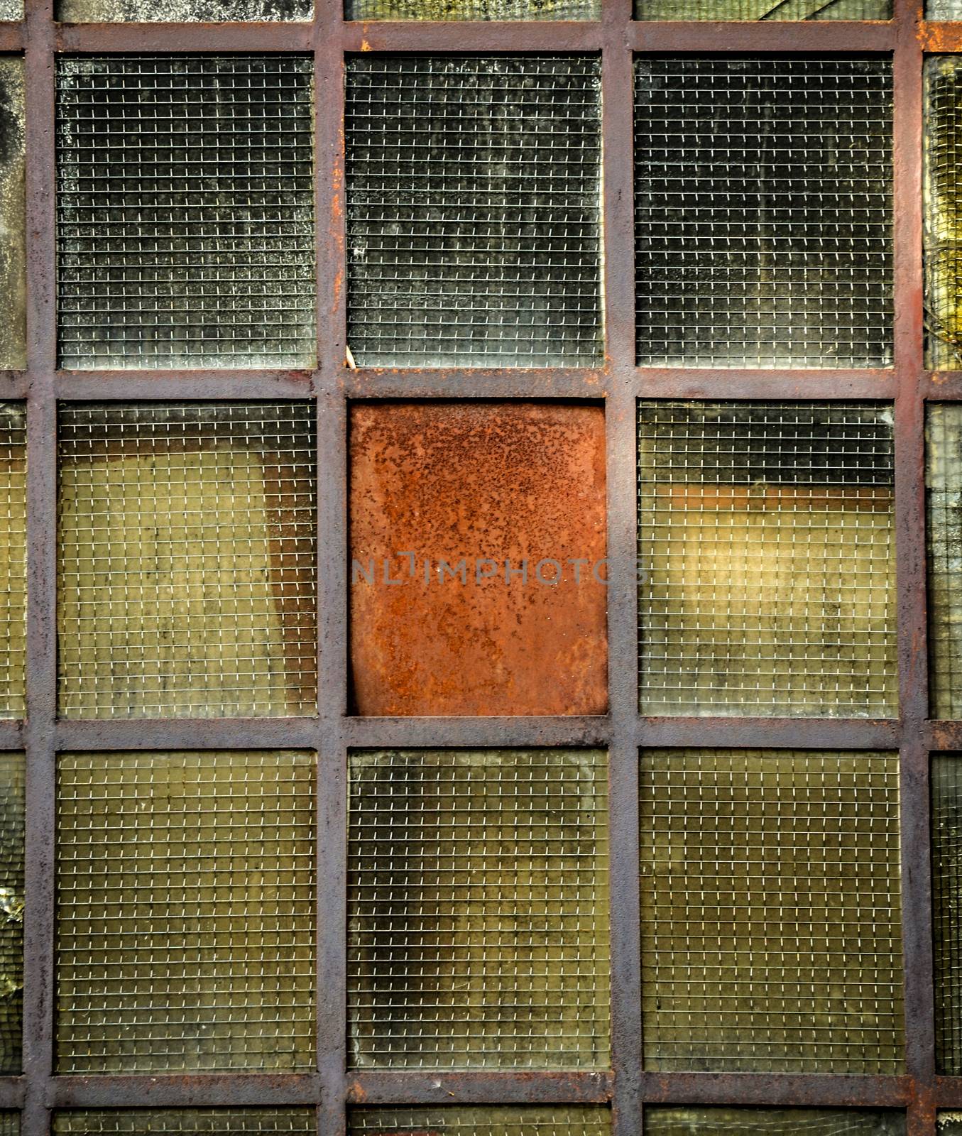 background or texture old window in the workshop