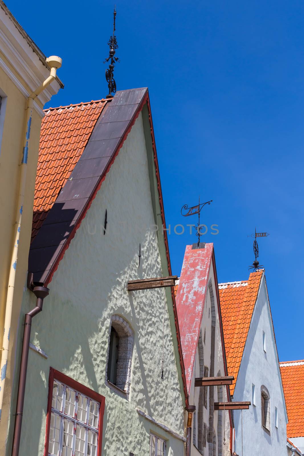 Roof houses street in old part of Tallinn city