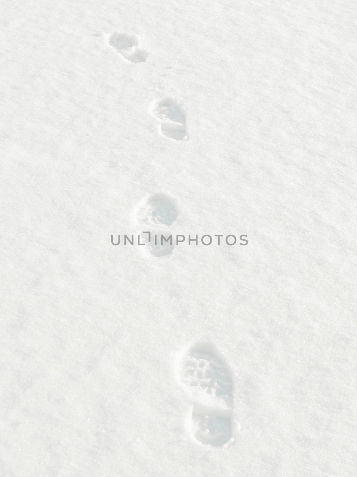 Footprints in the snow.