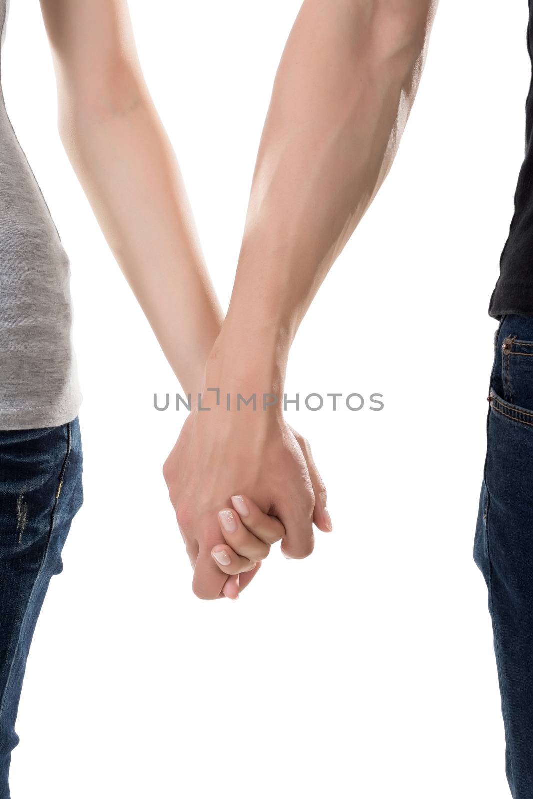 Man and woman holding hands, closeup image.
