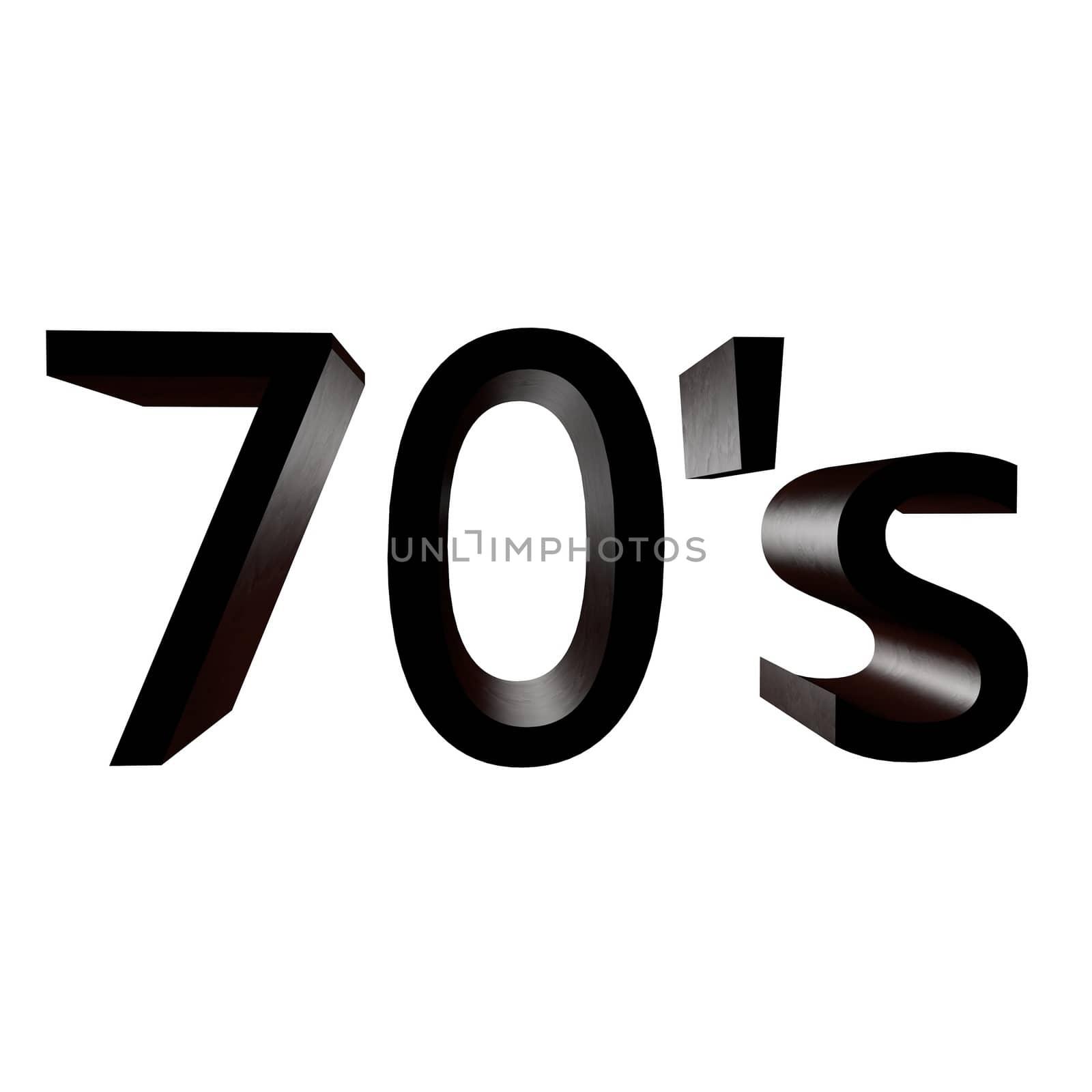 Words "70's" over white background, 3d render