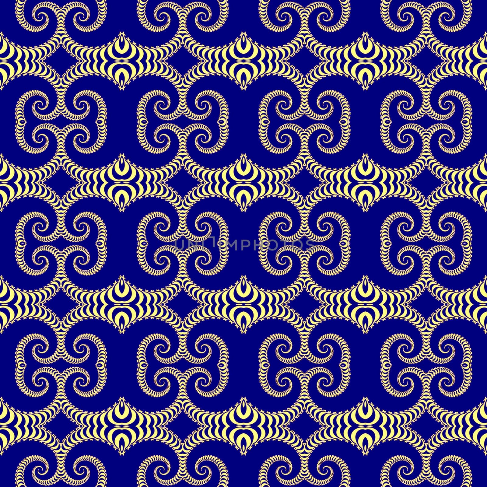 Digital computer graphic - seamless decorative ornament with fractal spirals for design.