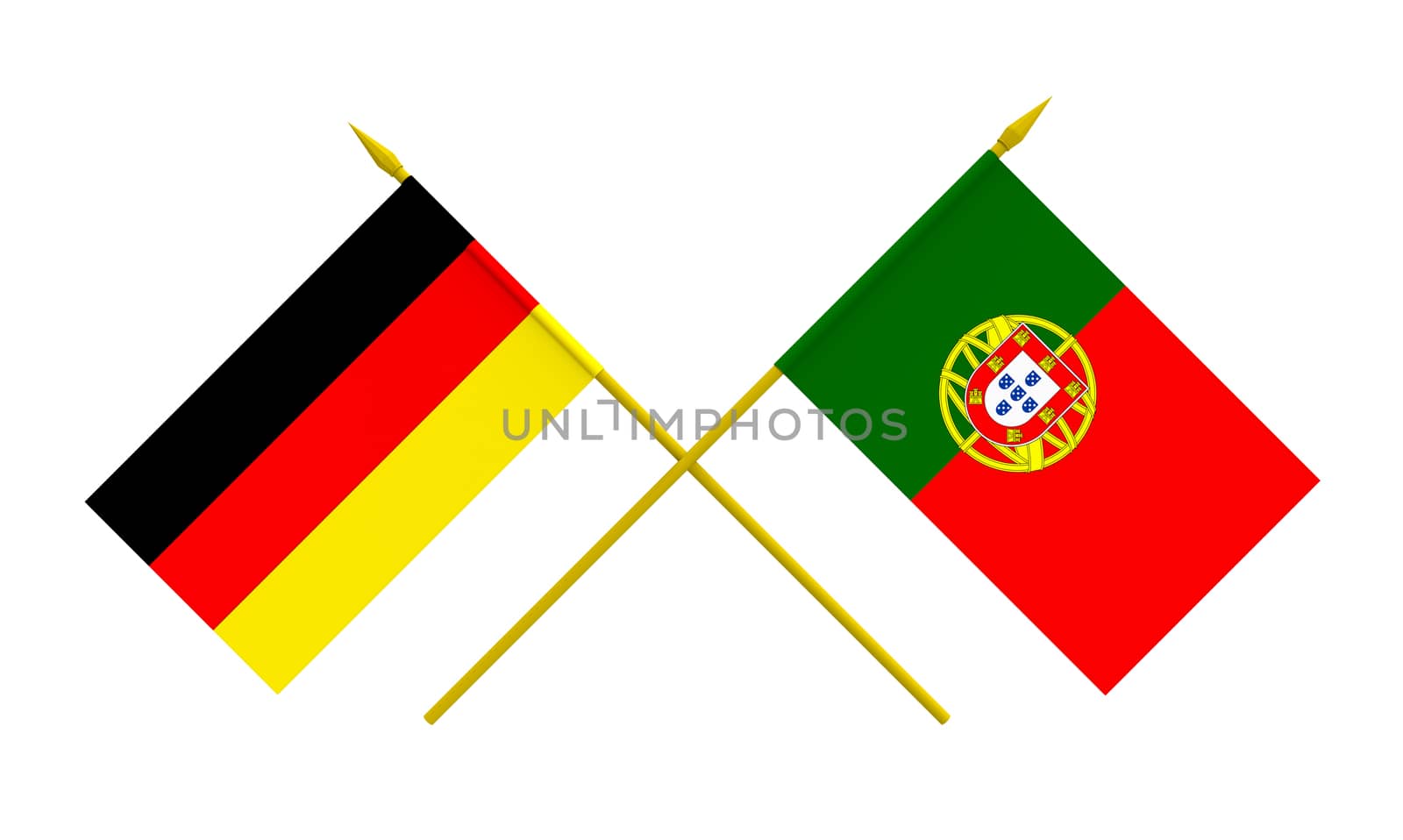 Flags of Germany and Portugal, 3d render, isolated