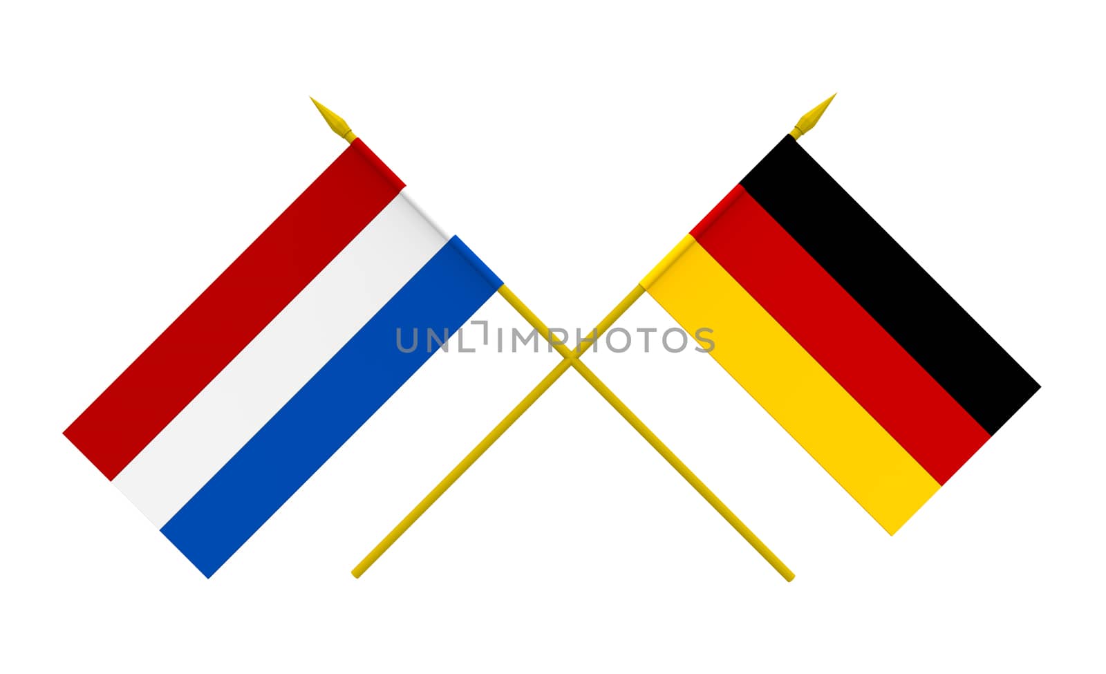 Flags of Germany and Netherlands, 3d render, isolated