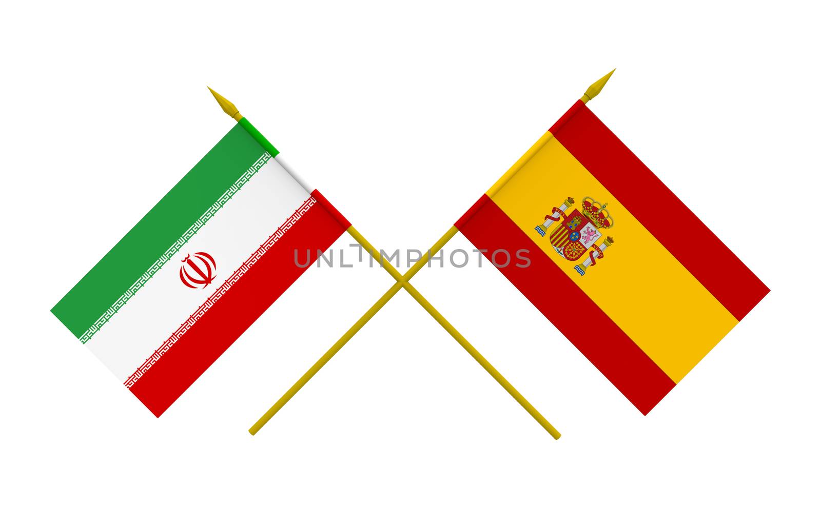 Flags of Spain, 3d render, isolated on white