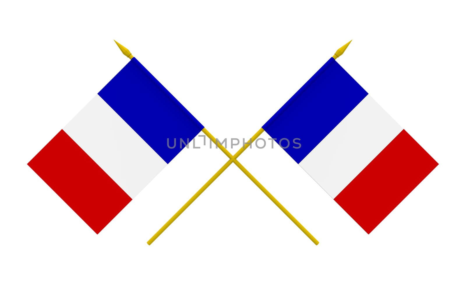 Flags of France, 3d render, isolated on white