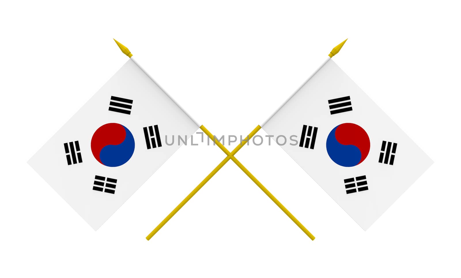 Flags of Republic of Korea, 3d render, isolated on white