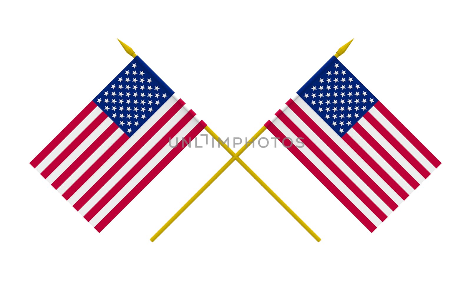 Flags of USA, 3d render, isolated on white