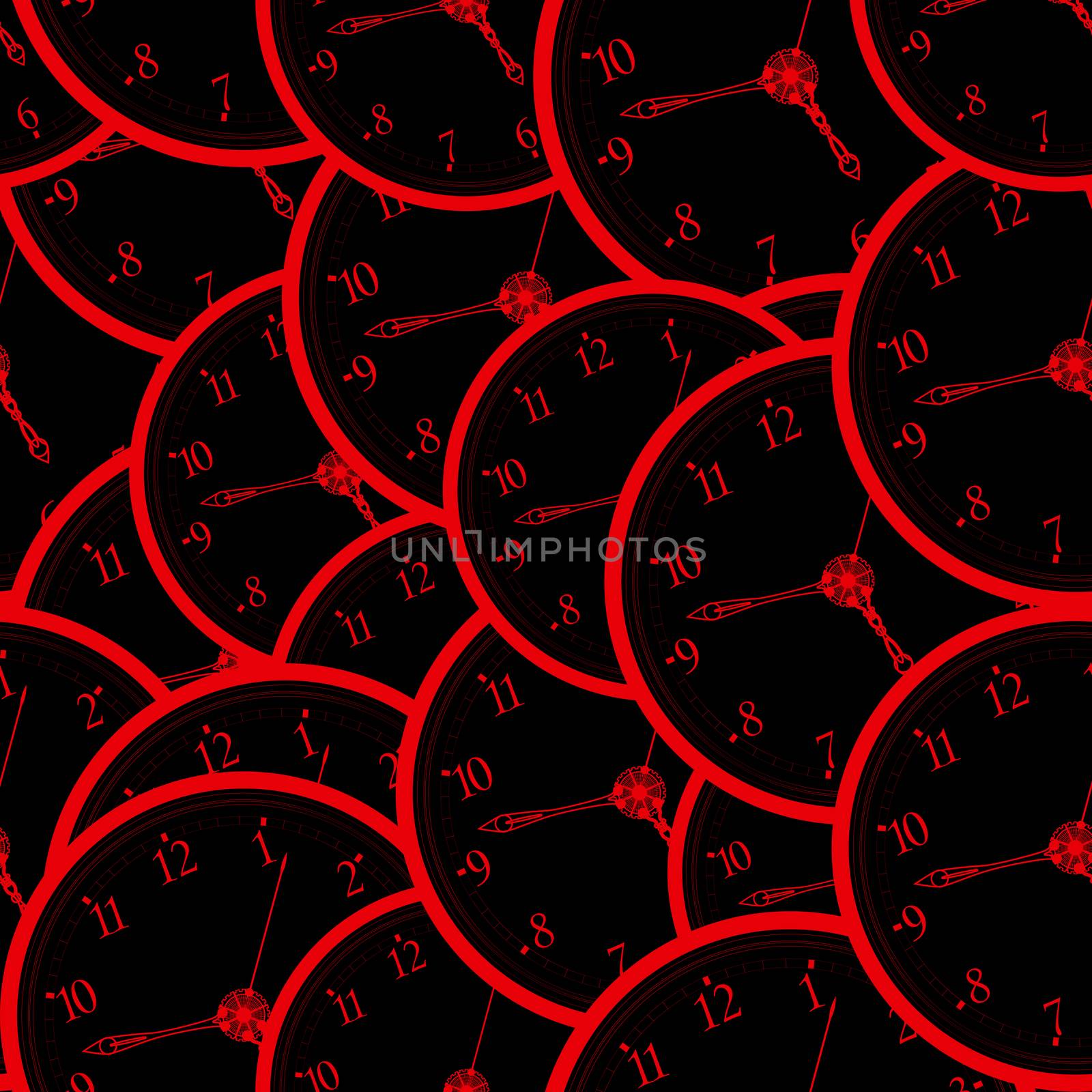 Seamless watch pattern in red and black
