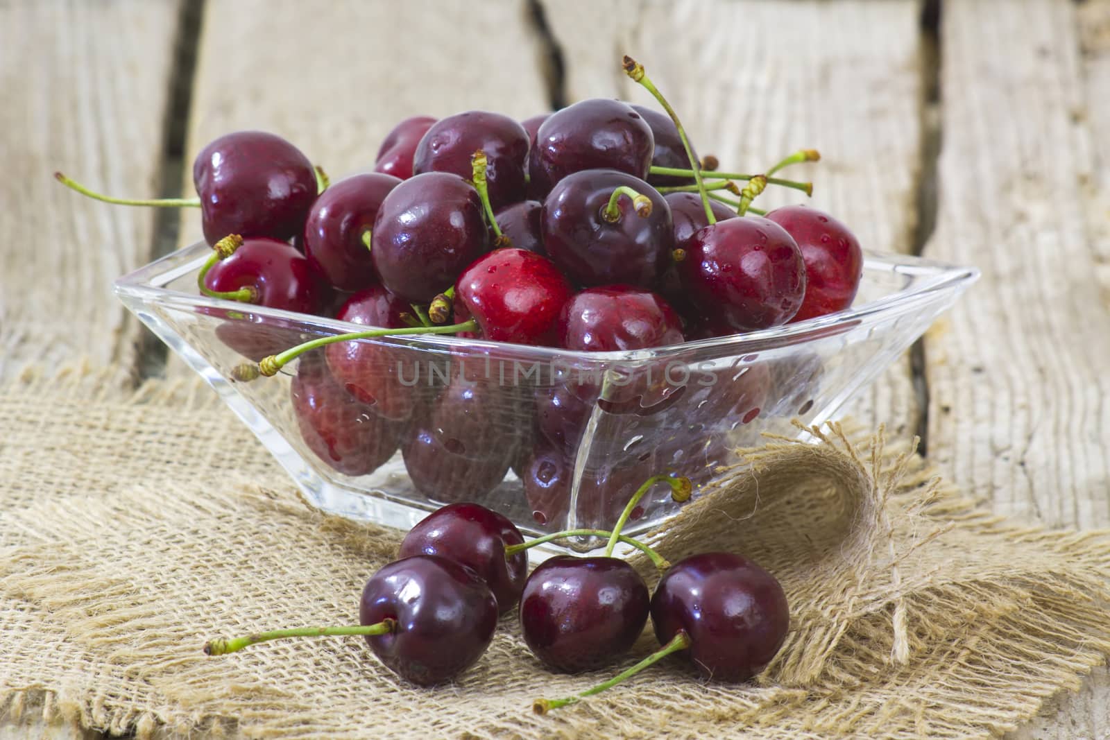 fresh cherries in a bowl