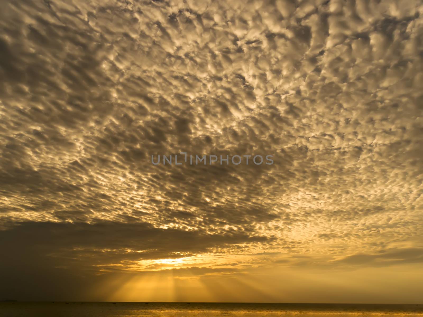 Yellow Sunset. North of Pattaya City, Thailand.