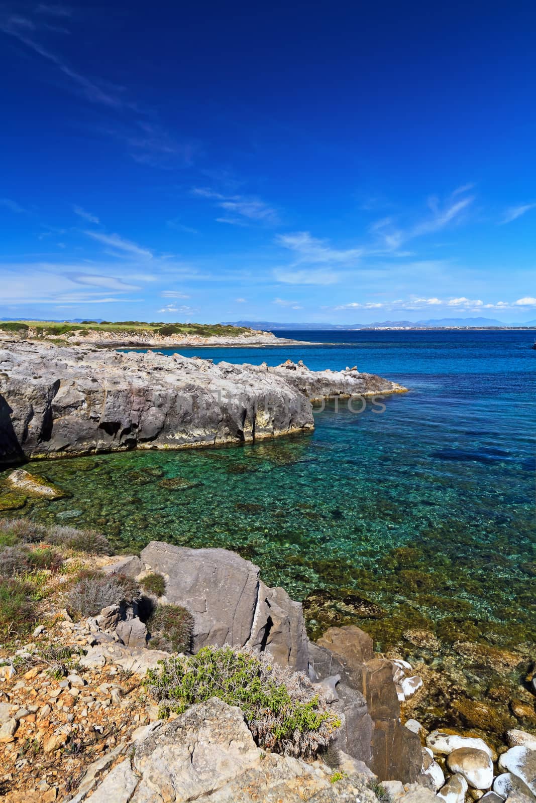 small bay near La Bobba in San Pietro island, Sardinia, Italy