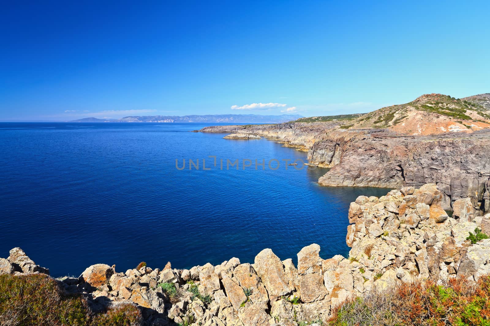 cliff in San Pietro island, Carloforte, Sardinia, Italy