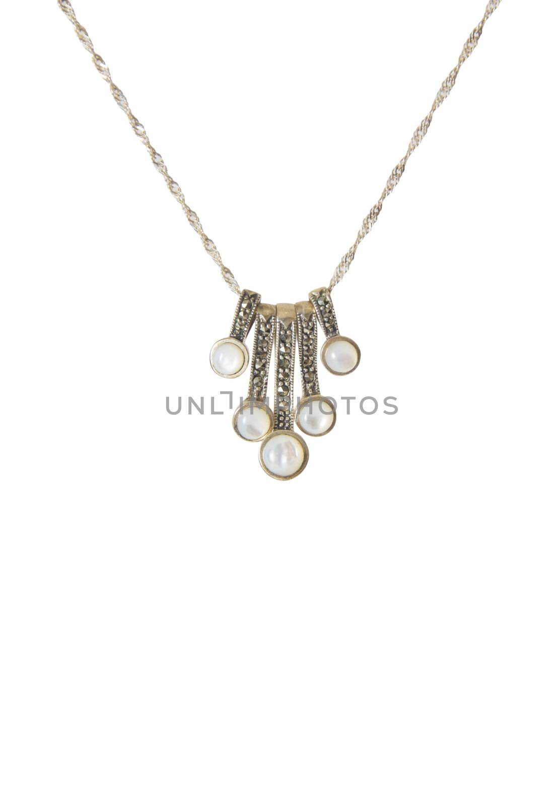 Silver necklace isolated on the white background  by cocoo