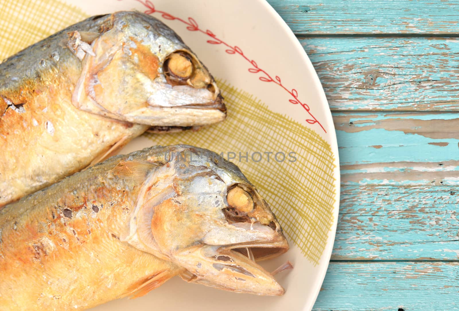 mackerel fried on a dish (thai food)