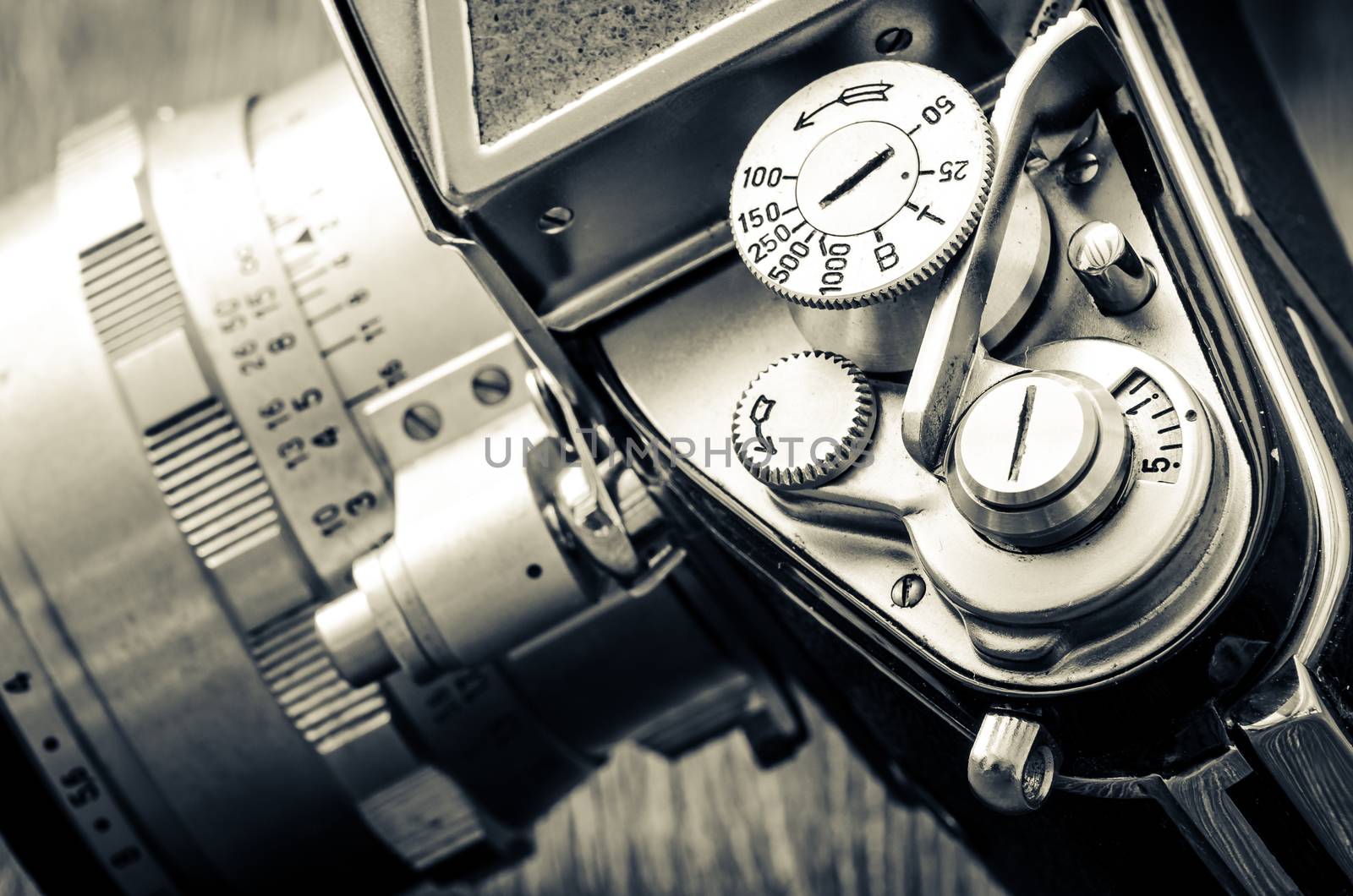 Detail of old classic camera dials in vintage style by martinm303