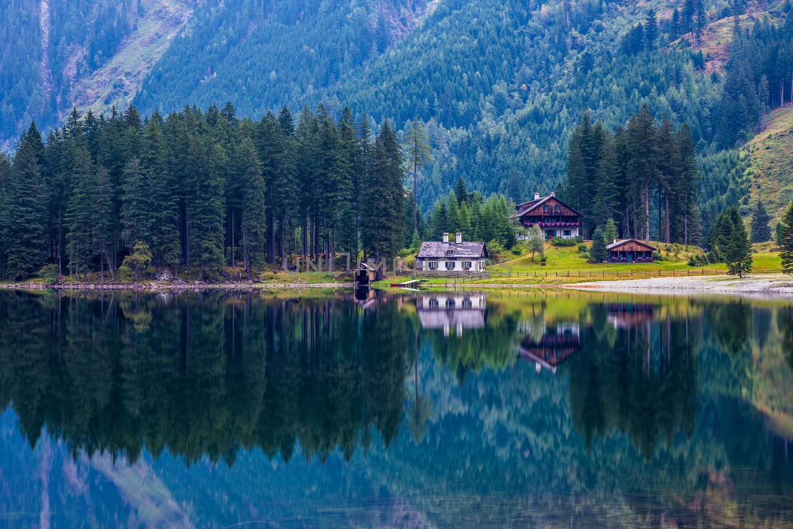 Mountain and lake in high Alps Austria