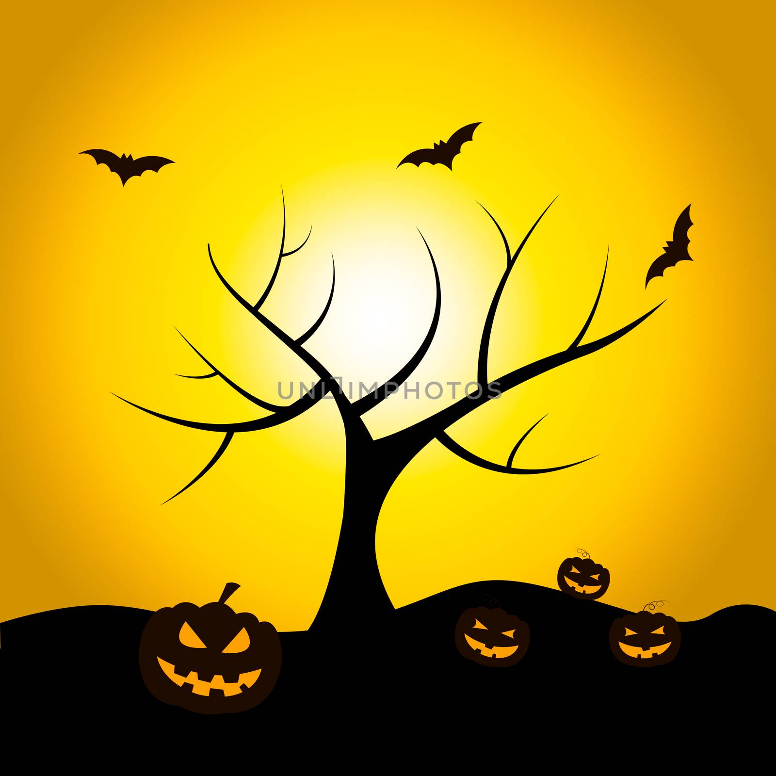 Halloween Tree Means Trick Or Treat And Bat by stuartmiles