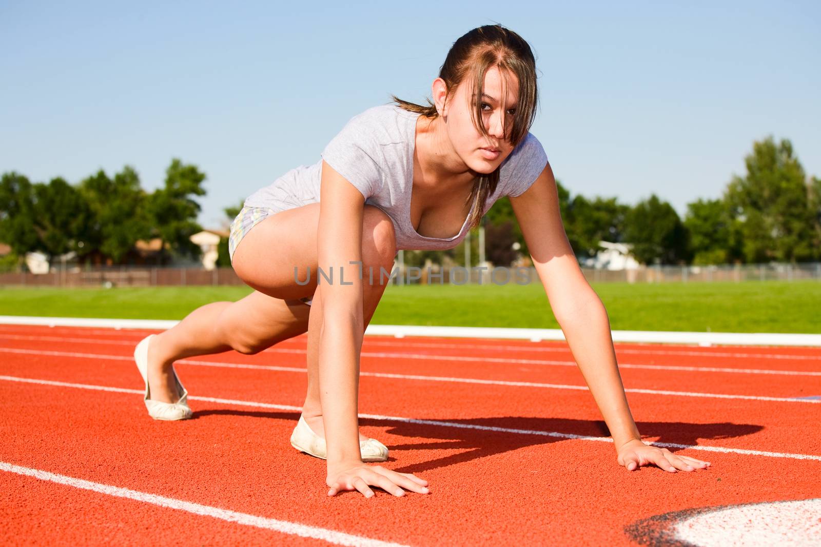 Healthy female athlete ready to race.