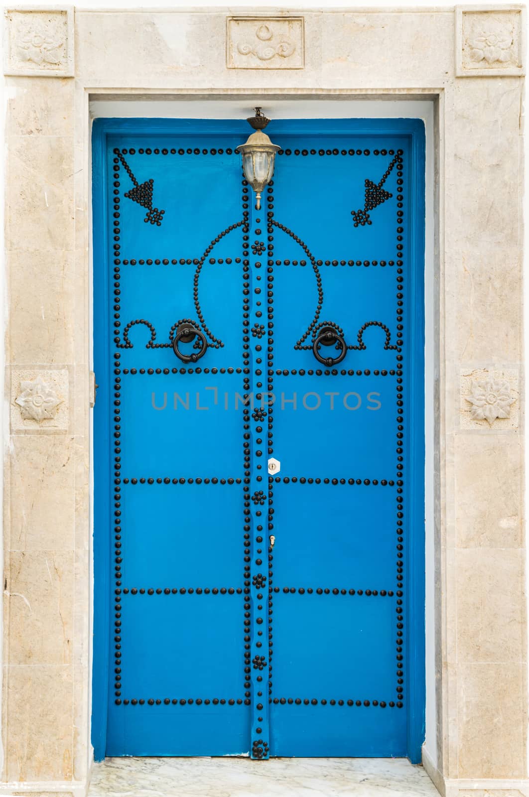 Blue door with from Sidi Bou Said in Tunisia. Large resolution