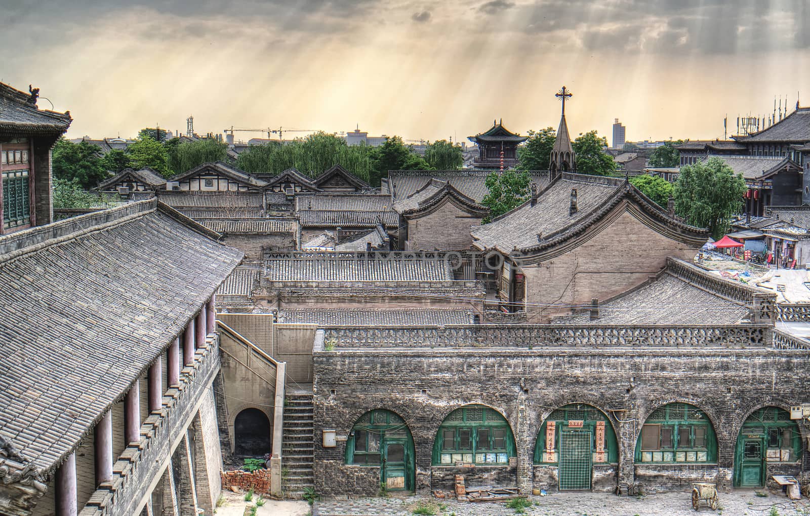 Thre are many kinfs of buildings in Pingyao, including this christian church as well. 